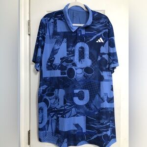 Adidas tennis graphic blue polo shirt men’s‎ 2XL big & tall